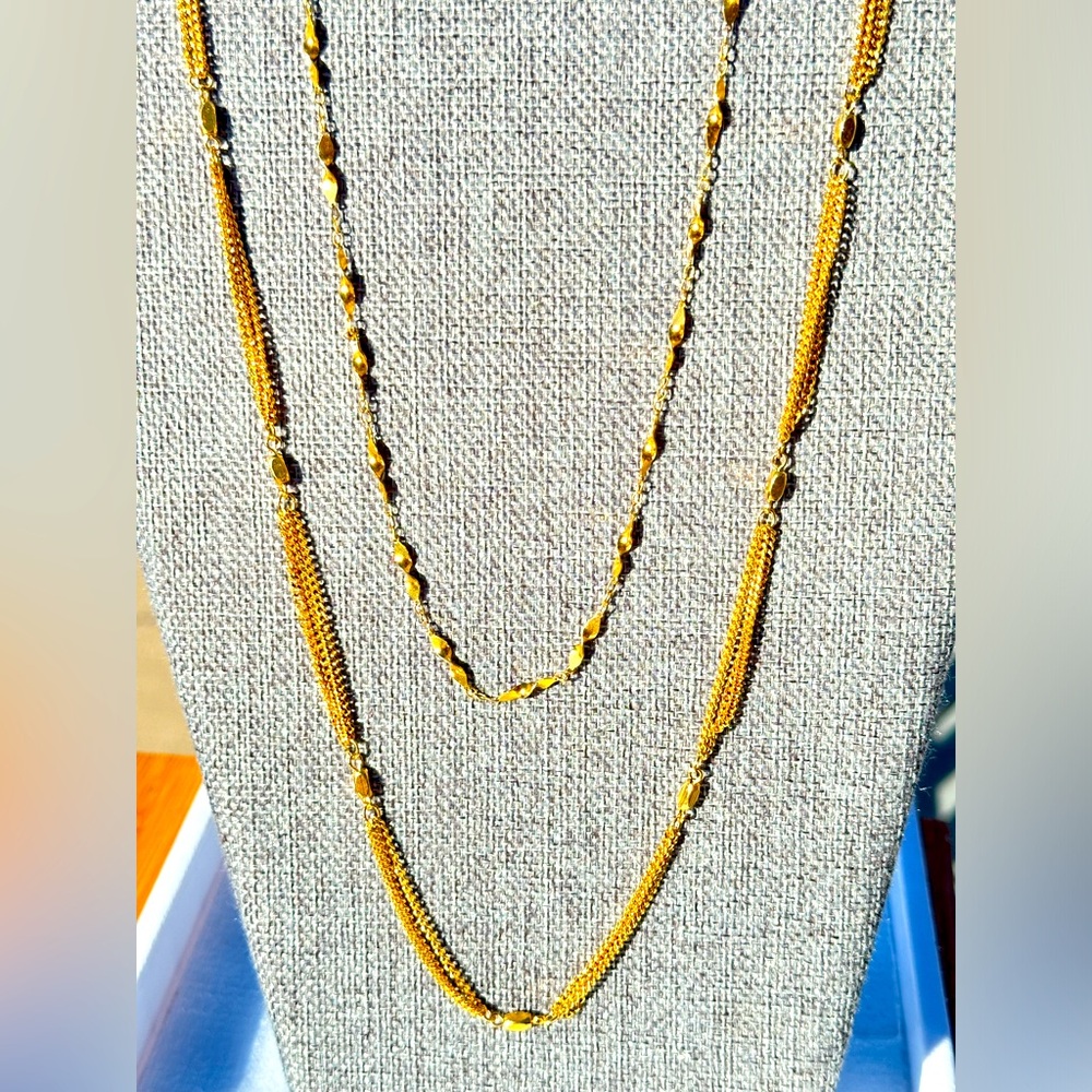 Crown Trifari 2 Gold Plate Chains 18” 24”